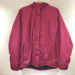 LL BEAN Red Magenta Fleece Lined Winter Jacket 2X Zipper Pockets